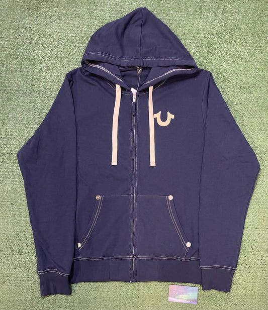 True Religion Buddha navy zip up hoodie
