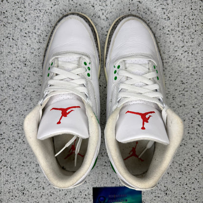 Jordan 3 Lucky Green 8.5 Women/7 Youth “Preowned”