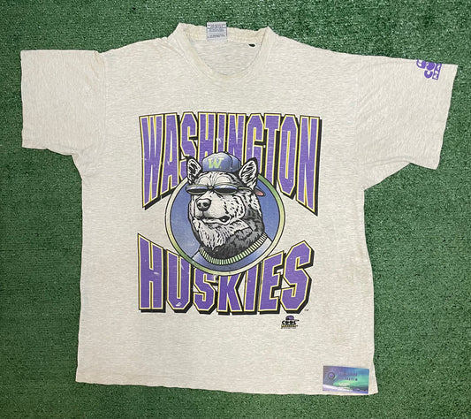 Vintage 1990s Washington Huskies Cool Mascot tee