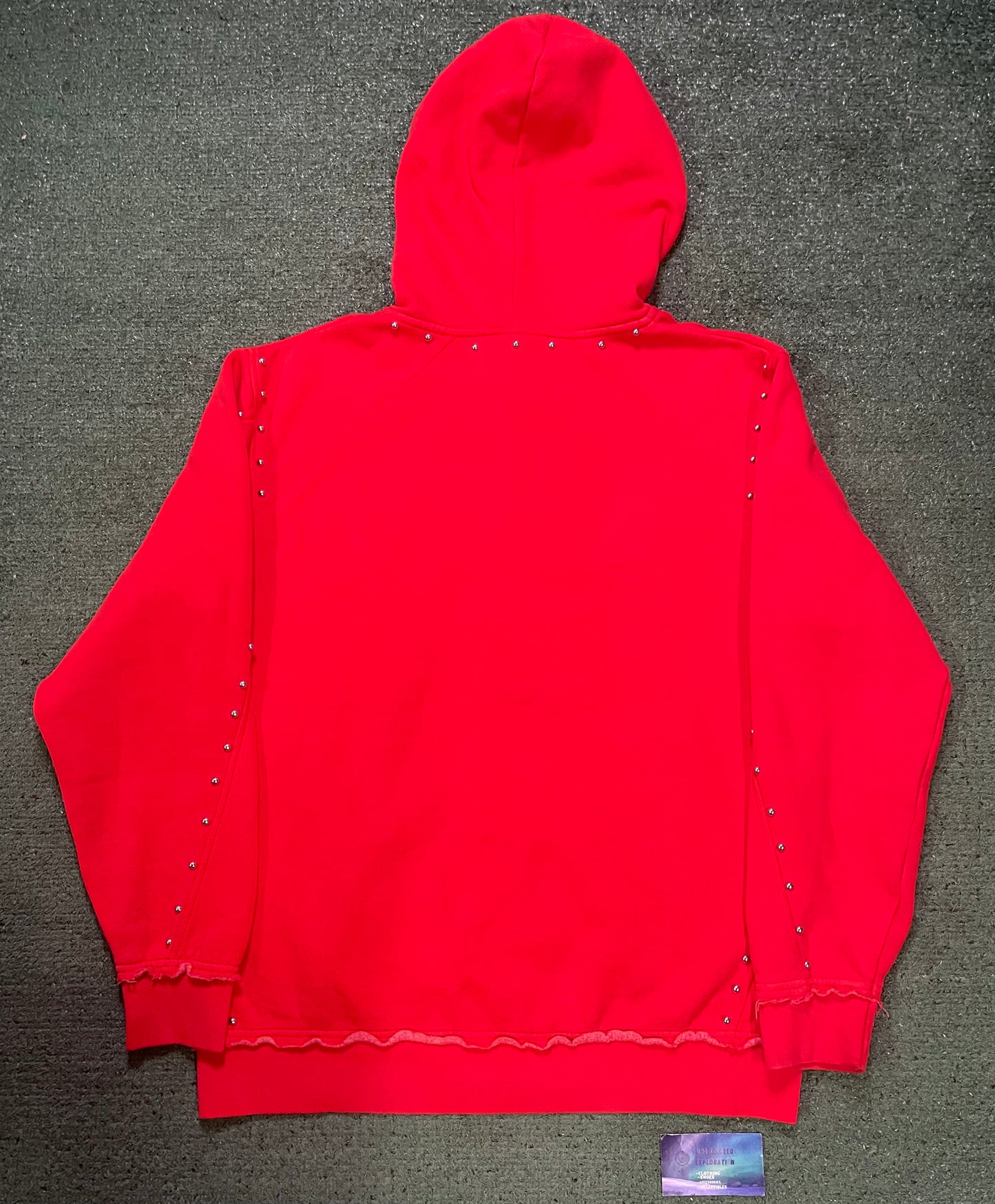 Broken Promises adorned red zip up hoodie
