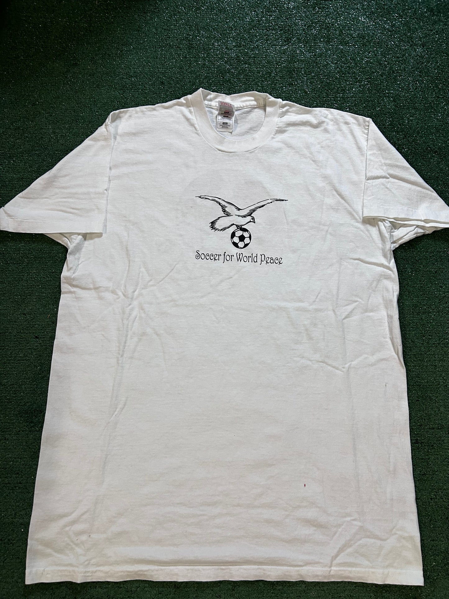 Vintage 1990s soccer for world peace tee