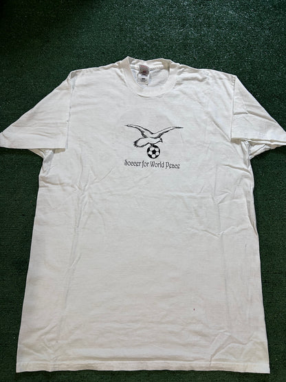 Vintage 1990s soccer for world peace tee