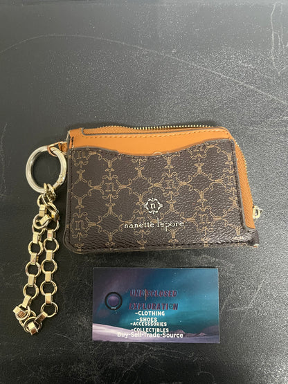 Nanette Lepore brown monogram logo coin purse and card case wallet