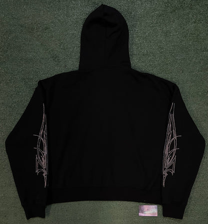 Black zipup rhinestone hoodie