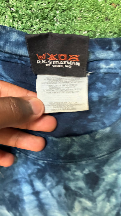 Vintage 1990s Harley Davidson blue and white tie dye tee