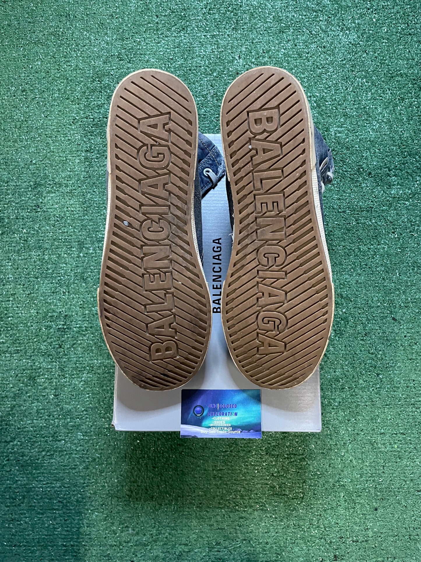 Balenciaga high top Paris denim destroyed sneaker size 12men/13.5women(EU 45)