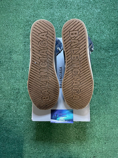 Balenciaga high top Paris denim destroyed sneaker size 12men/13.5women(EU 45)