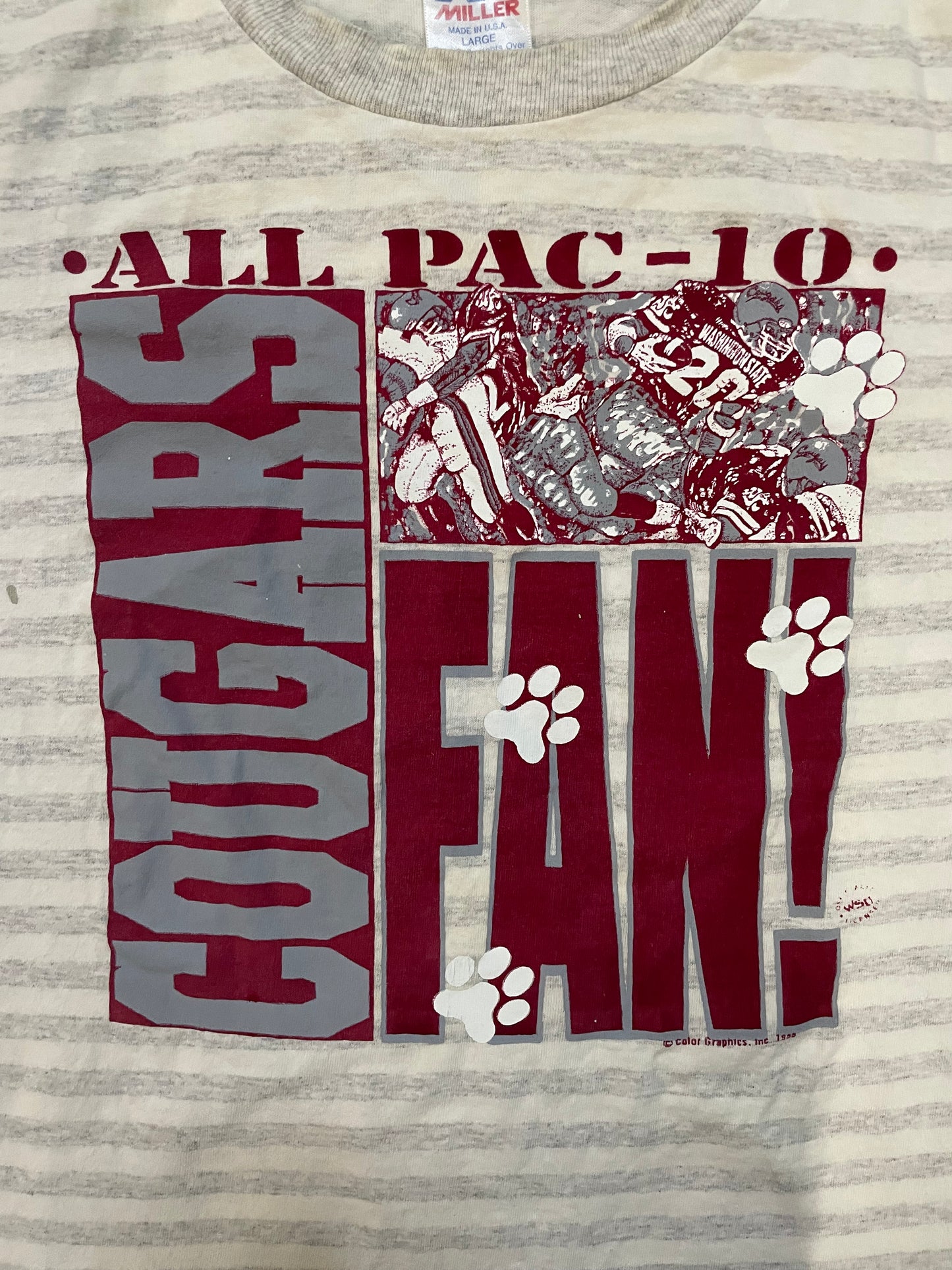 Vintage 1990s WSU Washington state university PAC-10 striped tee