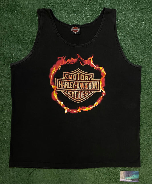 Vintage 1990s Harley Davidson flame tank top