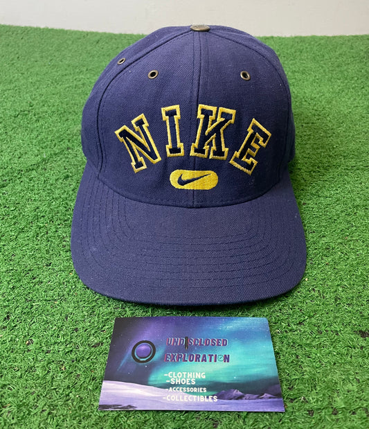 Vintage 1990s Nike spellout blue and yellow hat