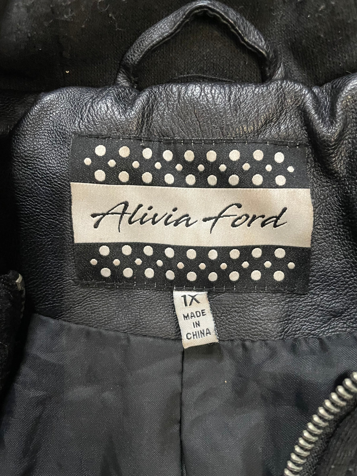 Alivia Ford  black Leather hooded jacket
