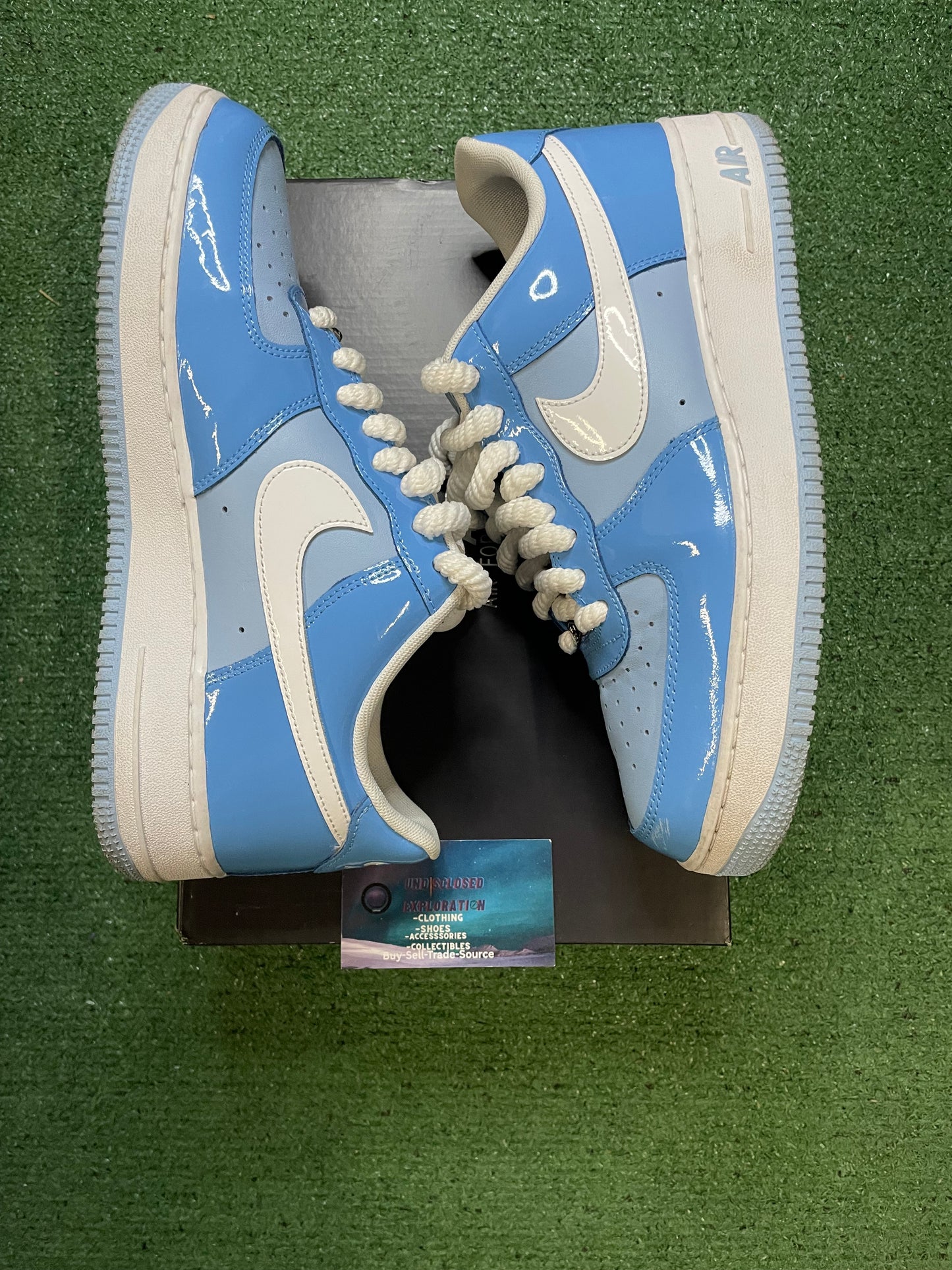 Nike Air Force 1 psychic blue white patent size 9.5men/11women