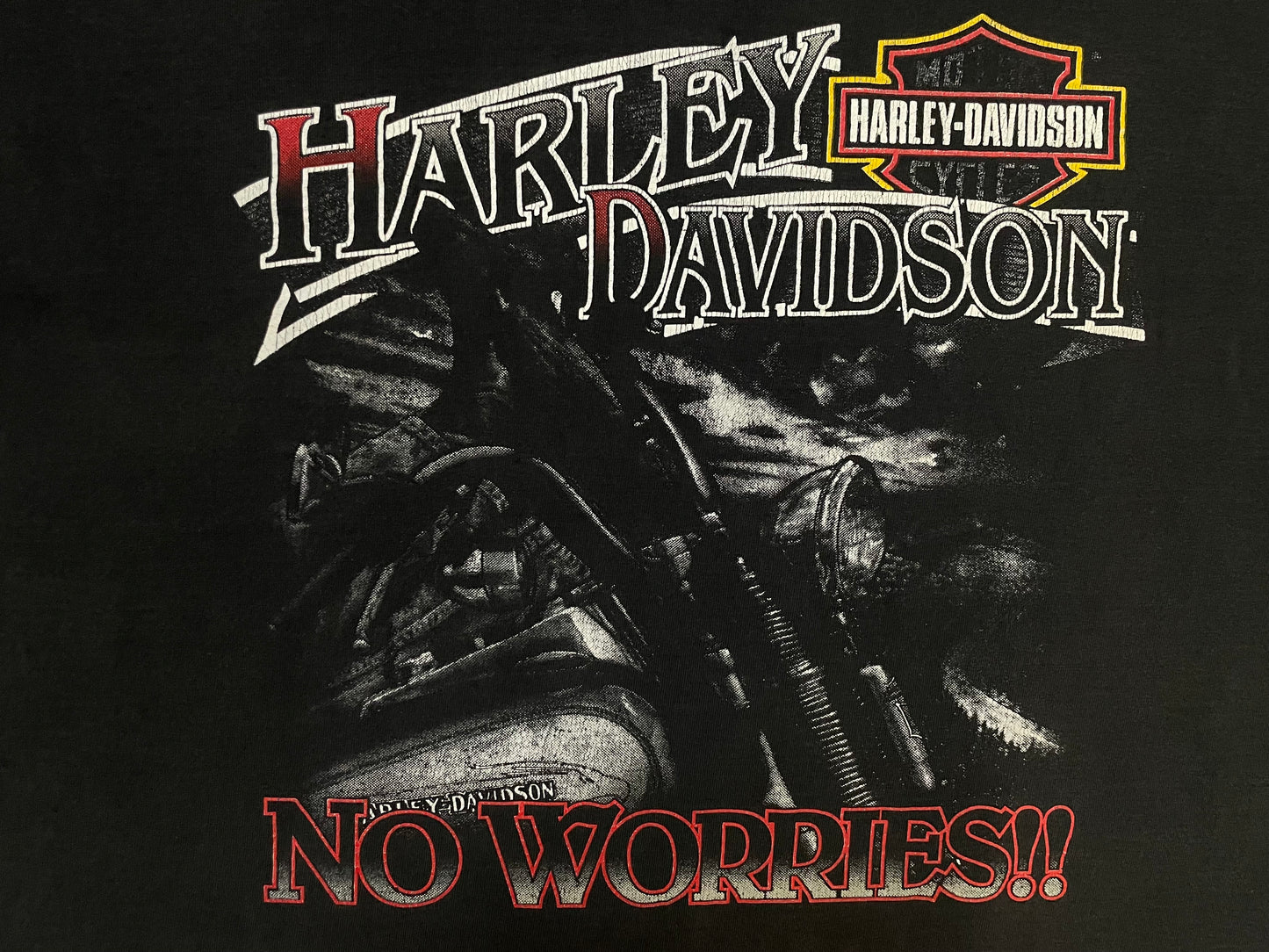 Vintage 1990s Harley Davidson motorcycles NO worries tee