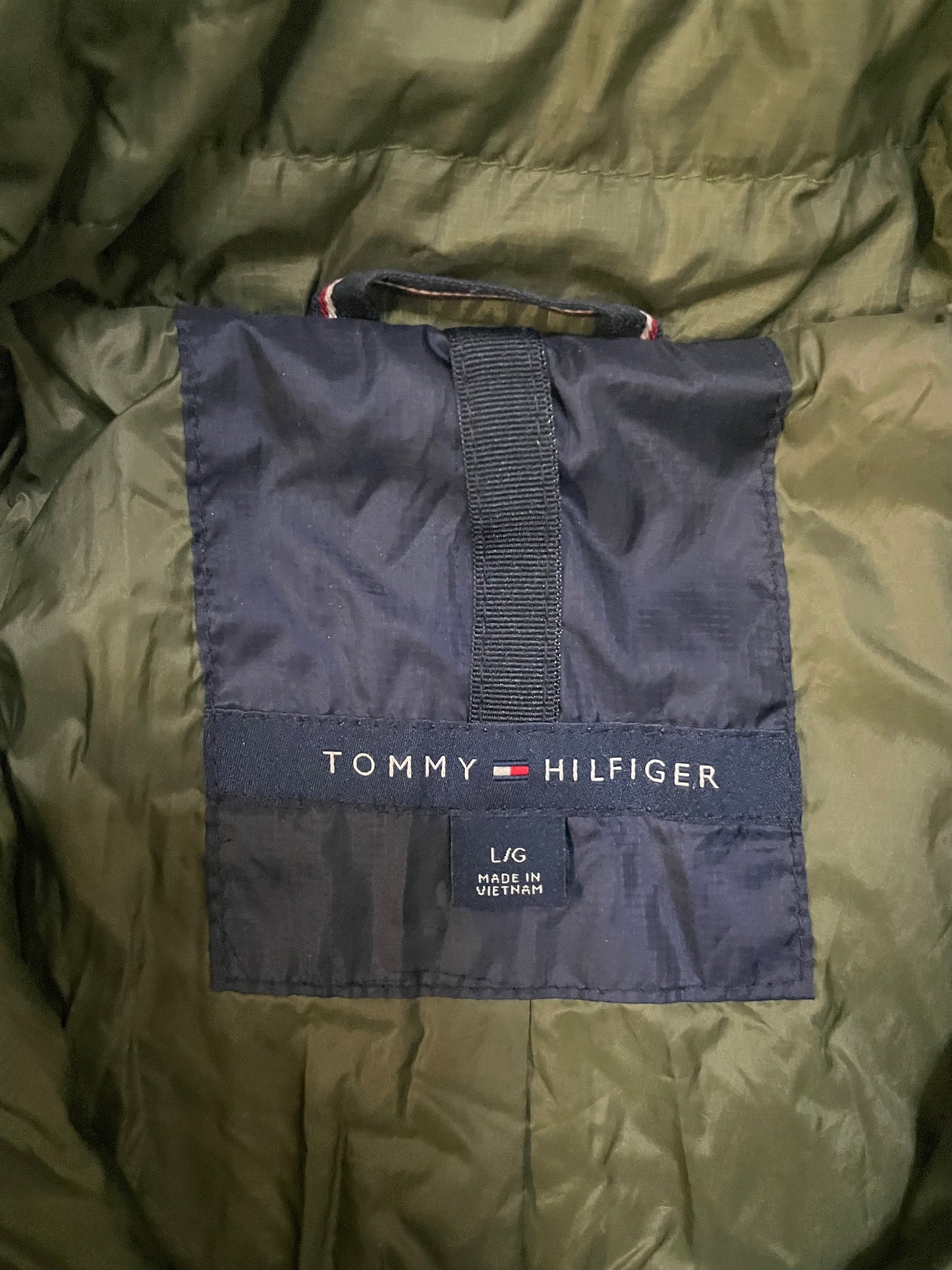 Tommy Hilfiger olive puffer jacket