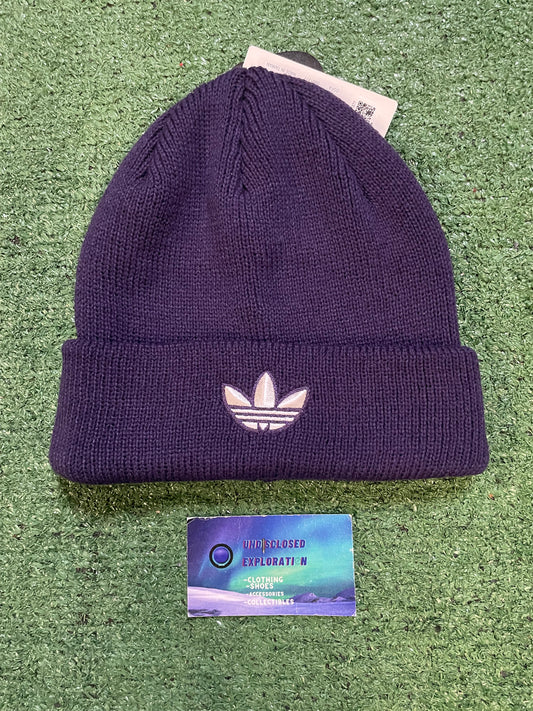 Adidas purple trefoil beanie