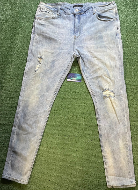Embellish light wash distressed jeans
