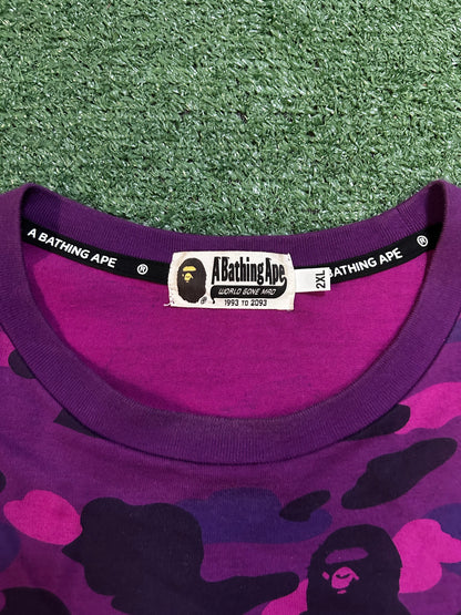 Bape purple camo logo tee
