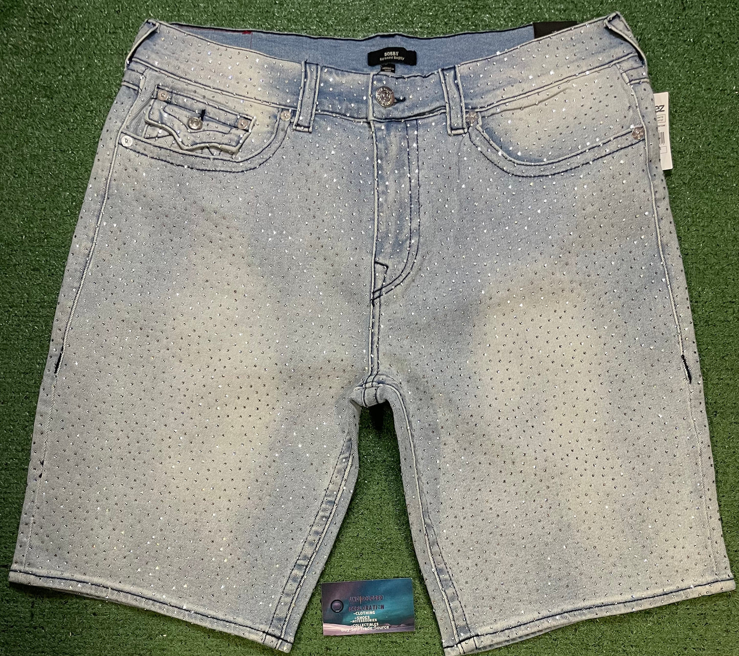 True Religion Crystal Flap Baggy jeans shorts