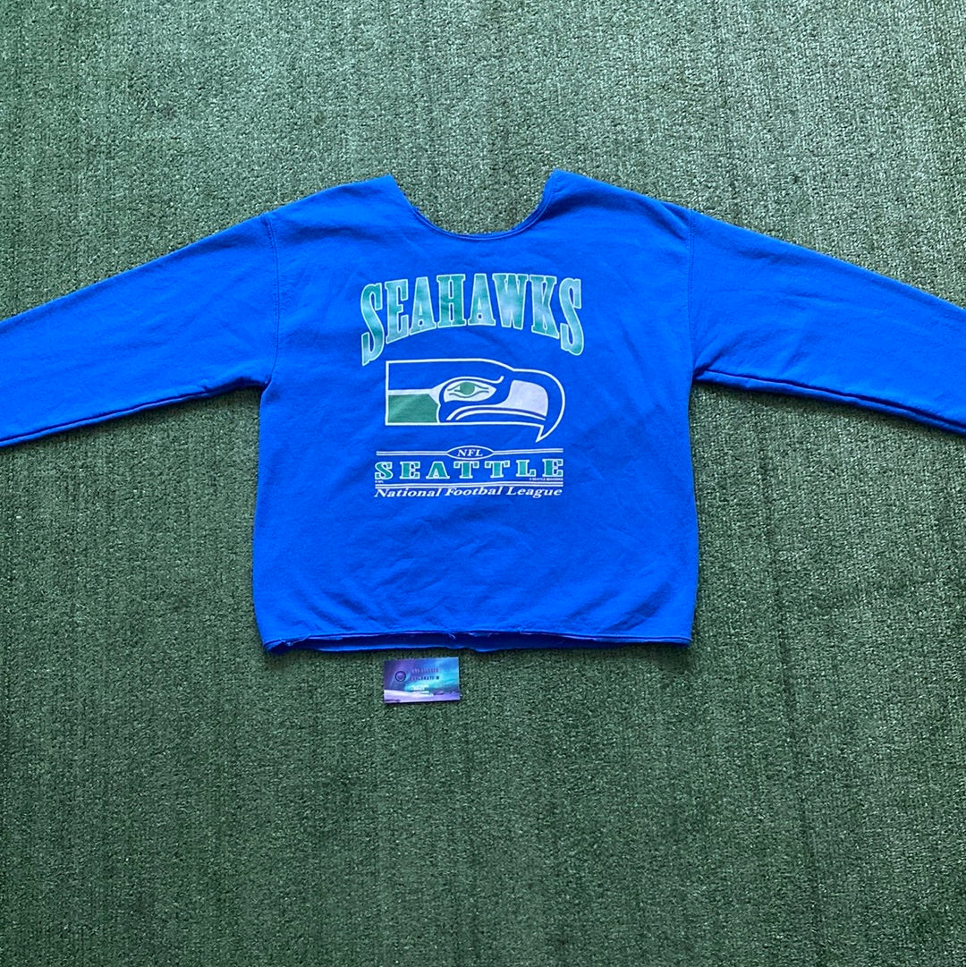 Vintage Seattle Seahawks Cut Cropped Crewneck