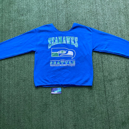 Vintage Seattle Seahawks Cut Cropped Crewneck