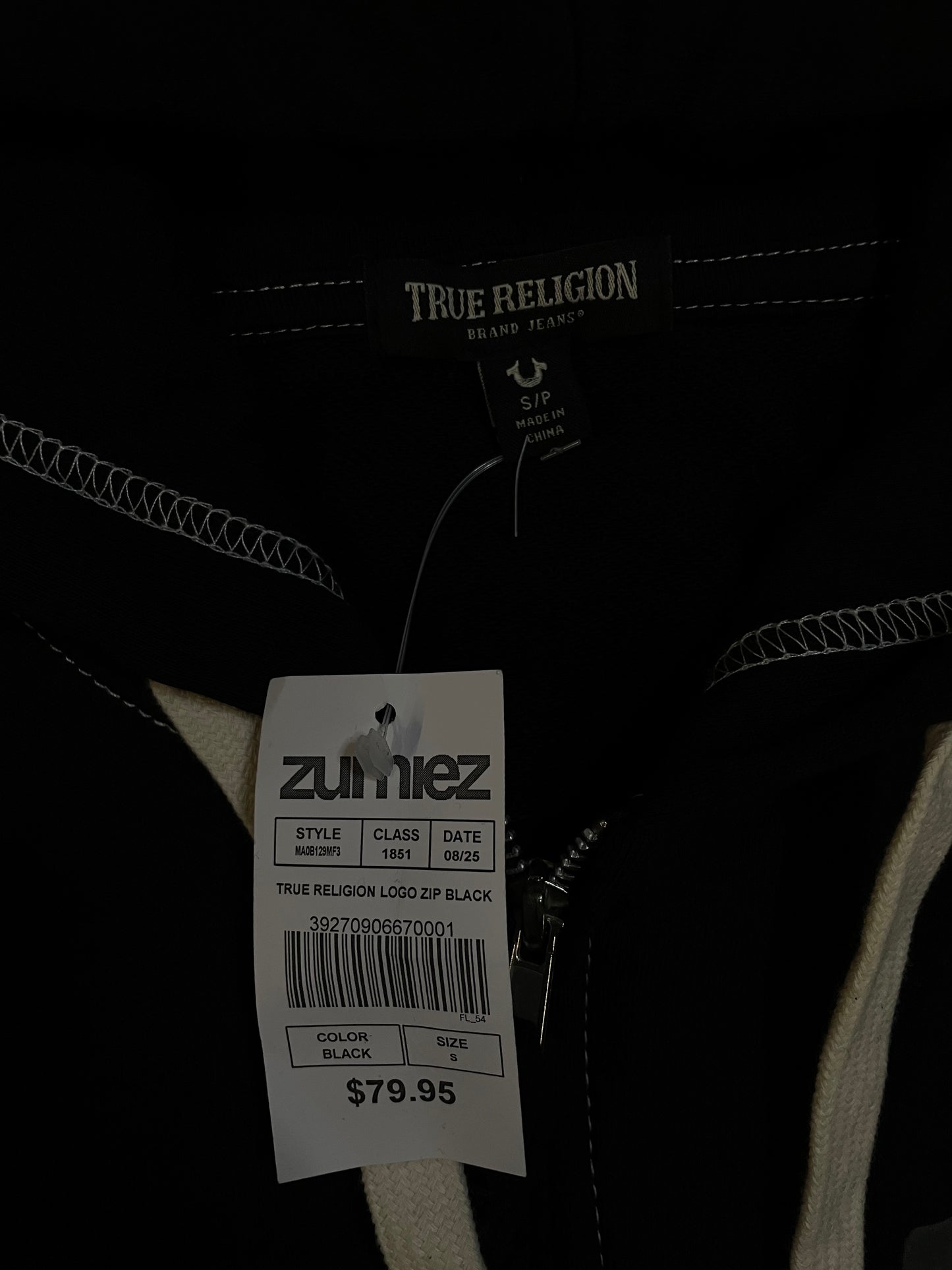 True Religion Buddha black zip up hoodie