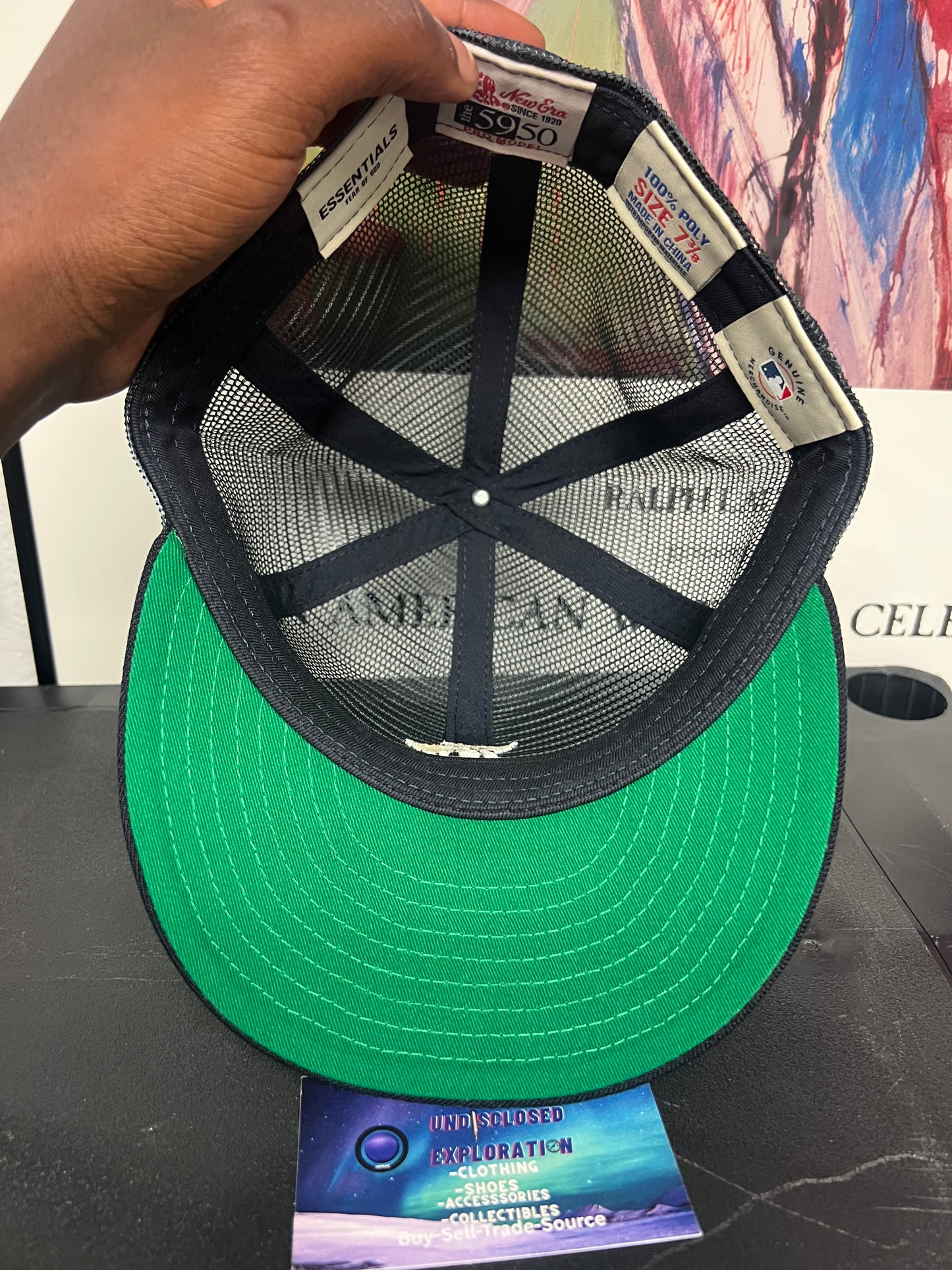 Fear of god essentials navy mesh X new era fitted hat