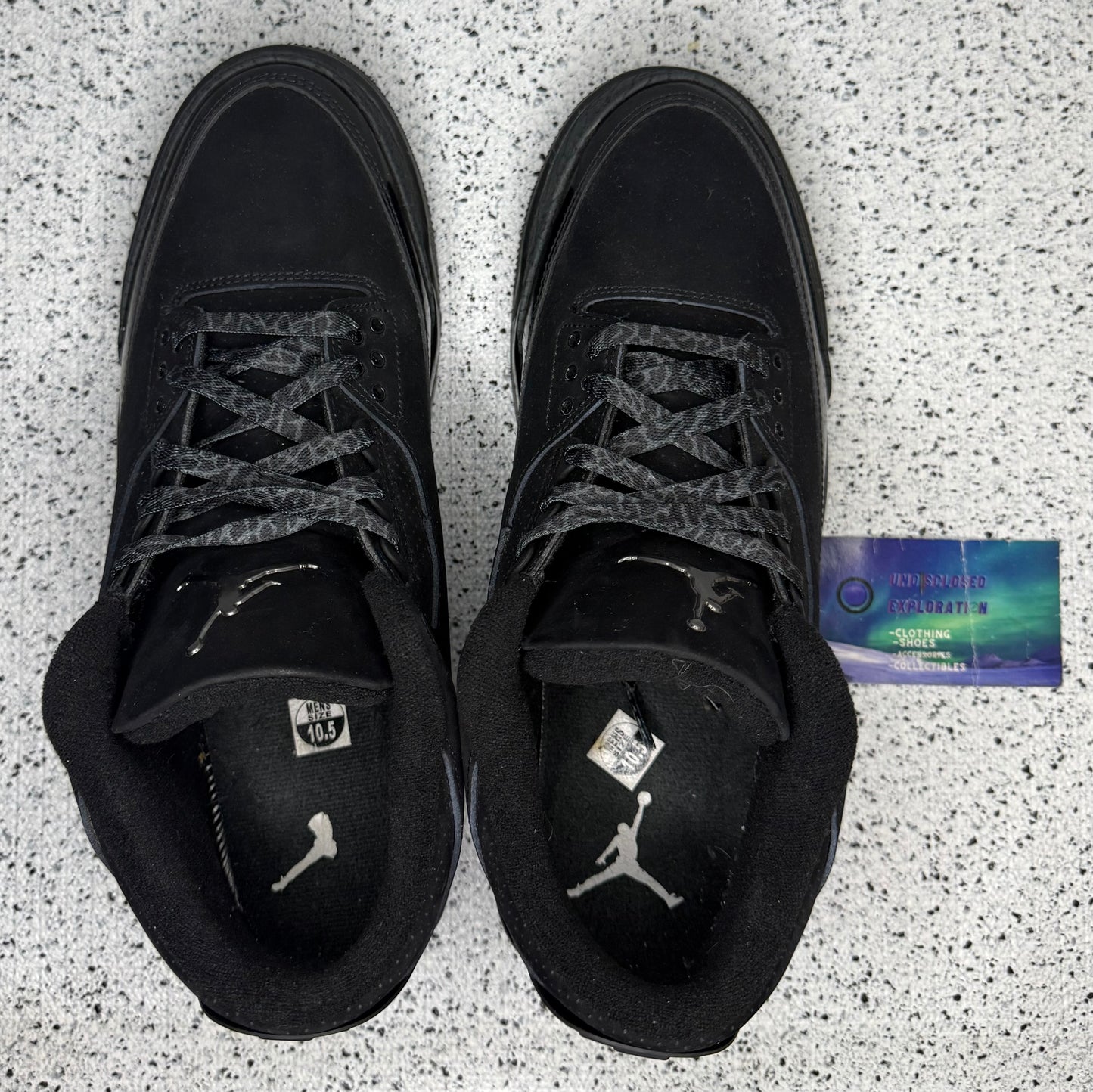Jordan 3 Black Cat 10.5 Men/12 Women “Preowned”