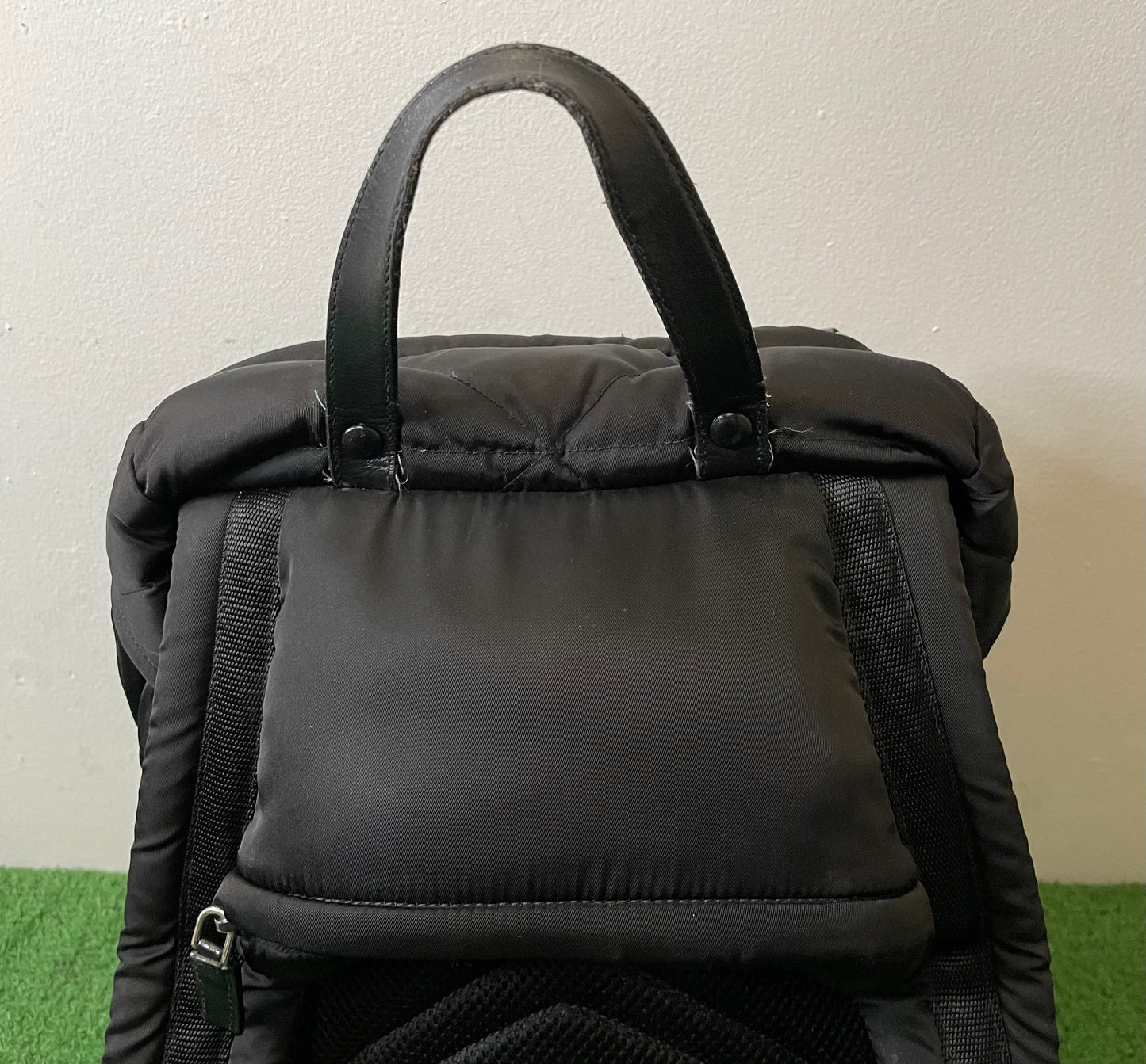 Prada Re-Nylon Padded Backpack With Hood In Black