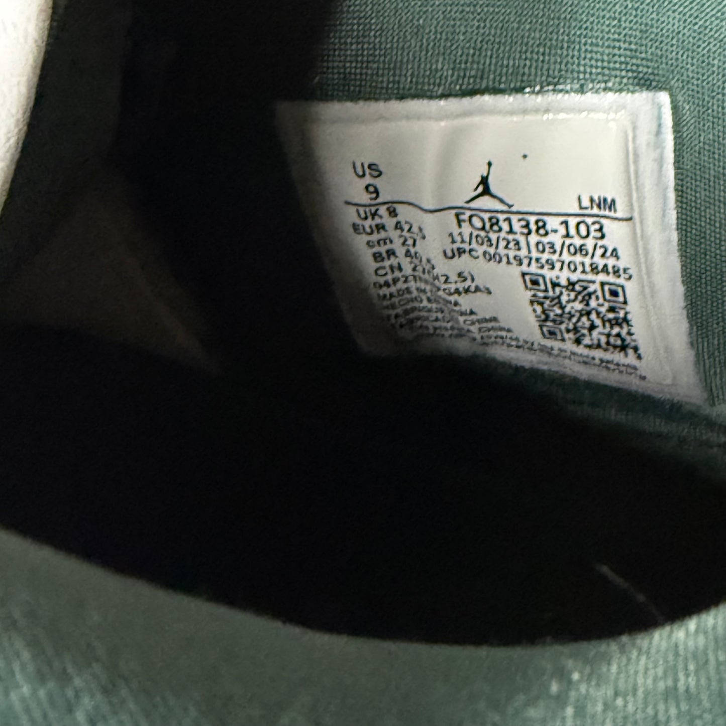 Jordan 4 Oxidized Green 9 Men/10.5 Women “Preowned”