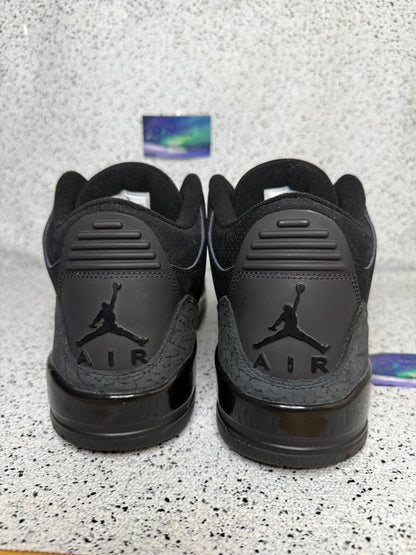 Jordan 3 Black Cat 10.5 Men/12 Women “Preowned”