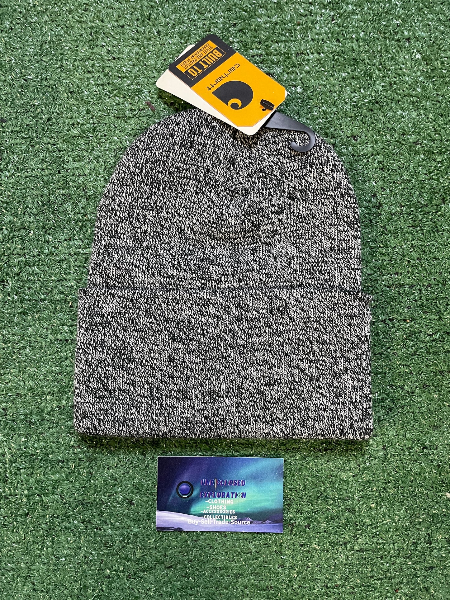 Carhartt knit cuffed black white beanie