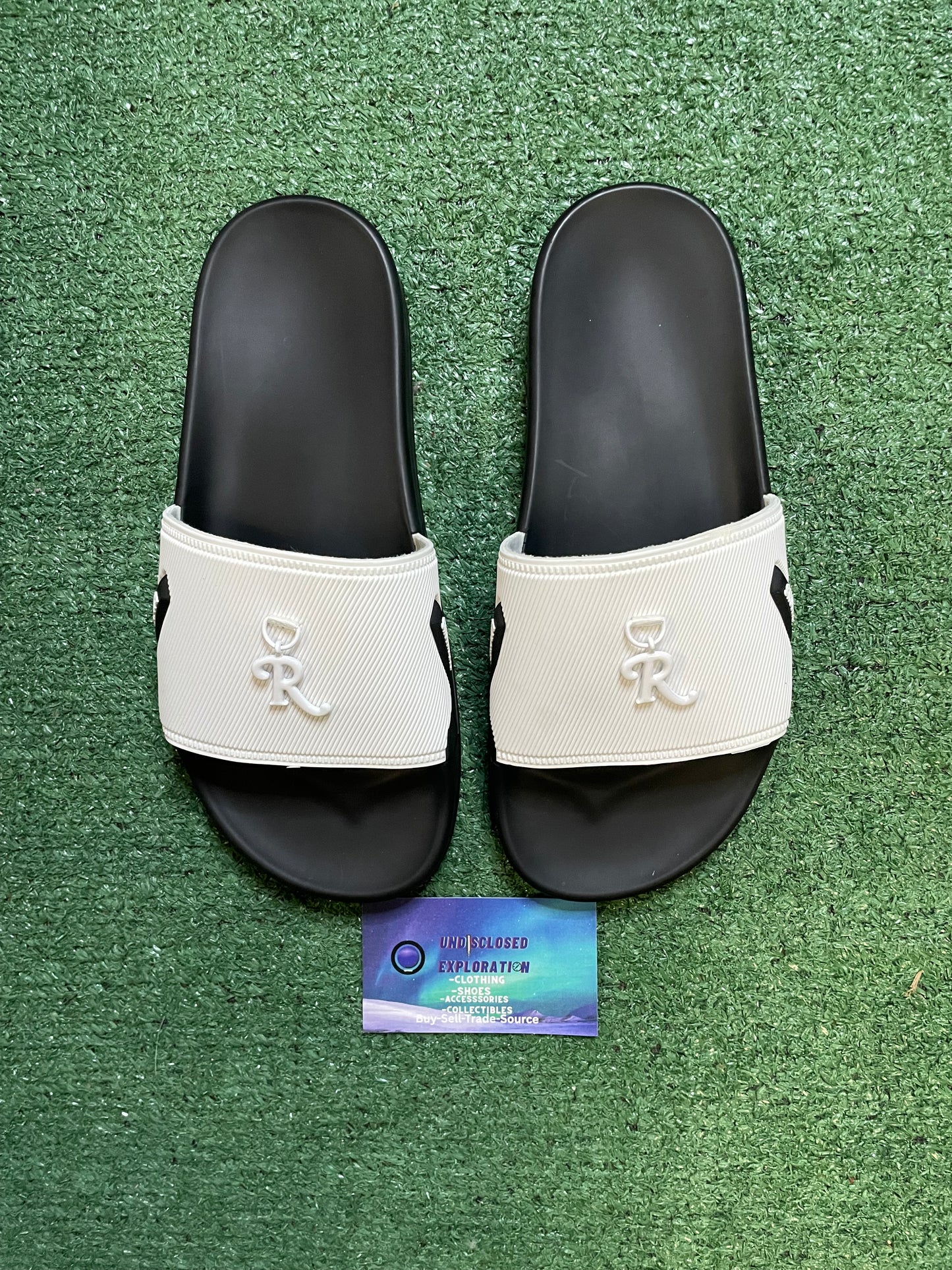 Raf Simons black and white astra slides
