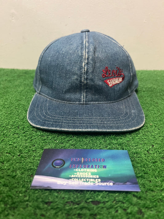 Vintage 1990s Levi blue denim embroidered hat
