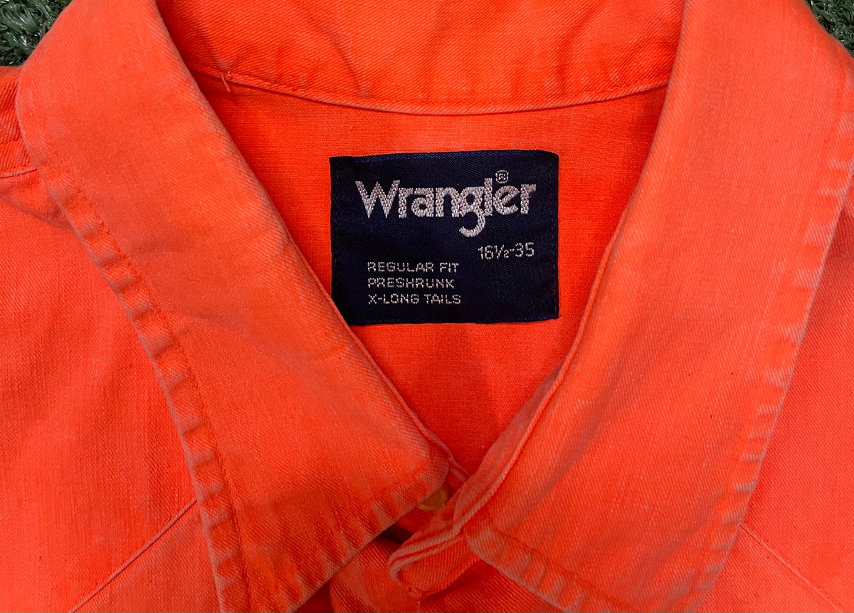 Vintage Wrangler vibrant orange western button up