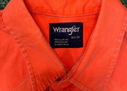 Vintage Wrangler vibrant orange western button up