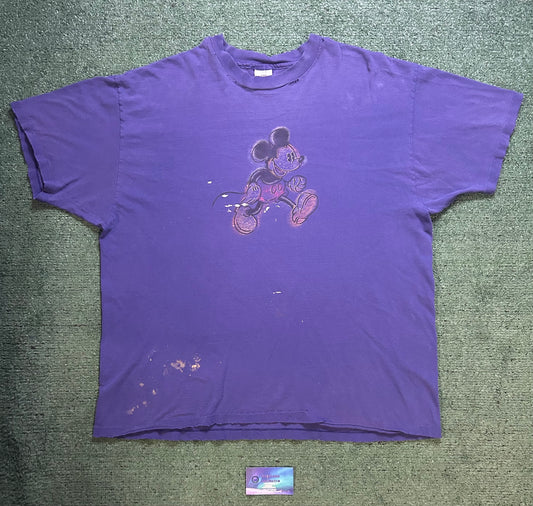 Vintage 1990s Disney Mickey Mouse purple distressed tee