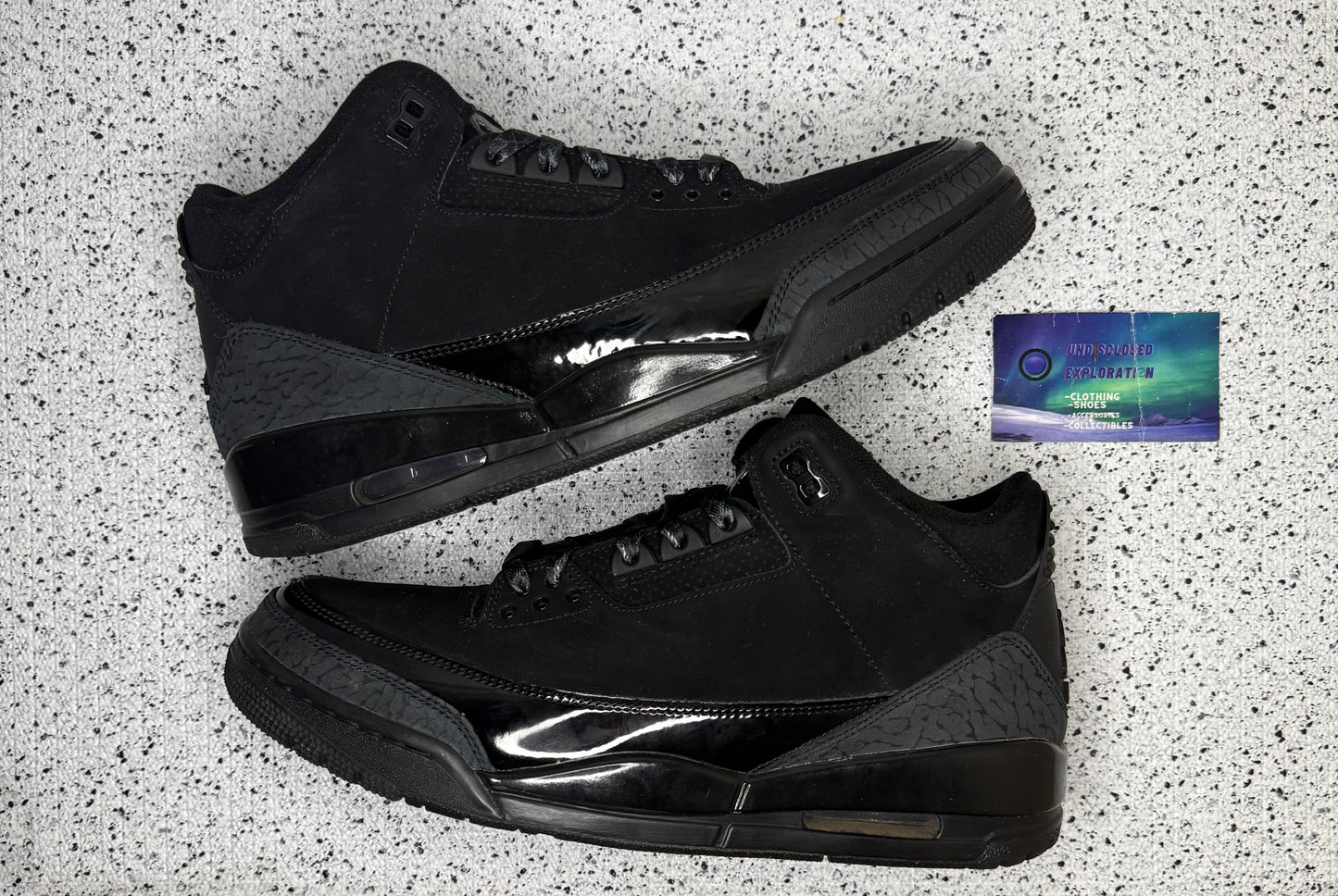 Jordan 3 Black Cat 10.5 Men/12 Women “Preowned”