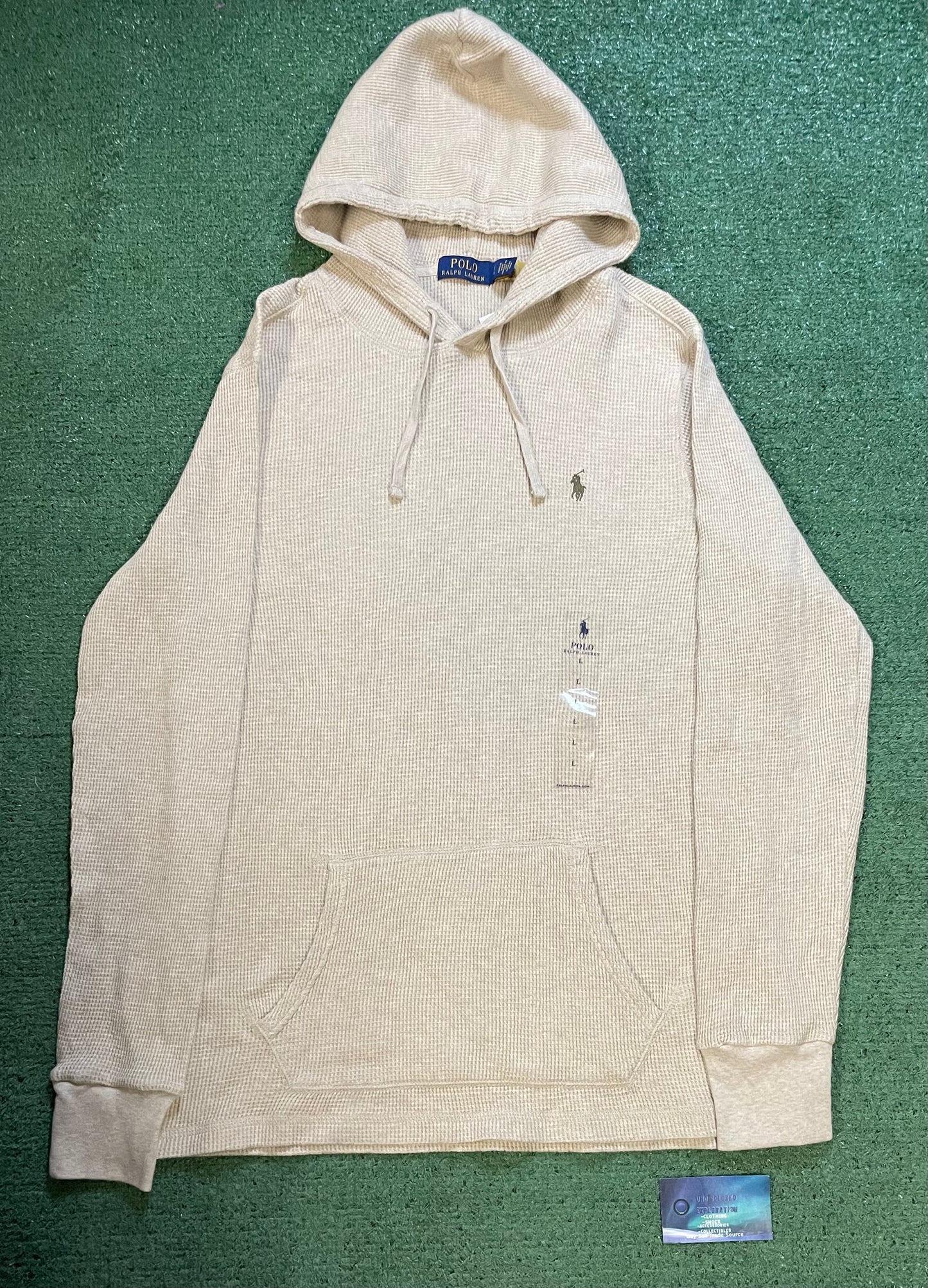Polo Ralph Lauren textured waffle-knit tan hoodie