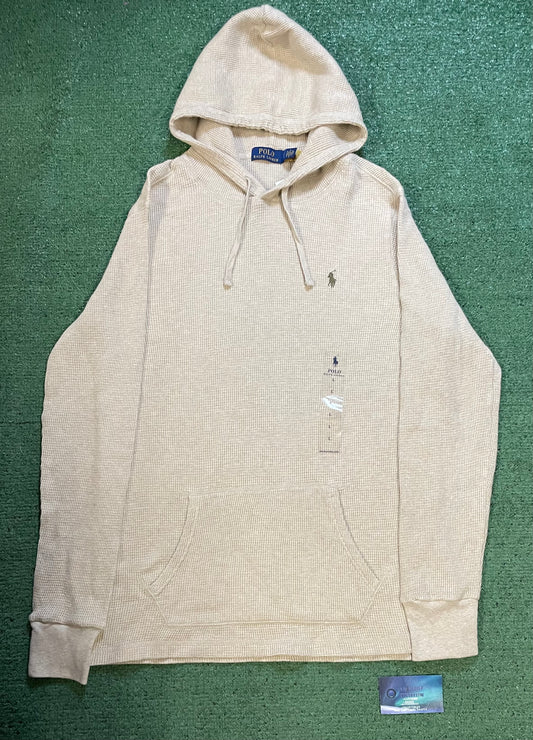 Polo Ralph Lauren textured waffle-knit tan hoodie