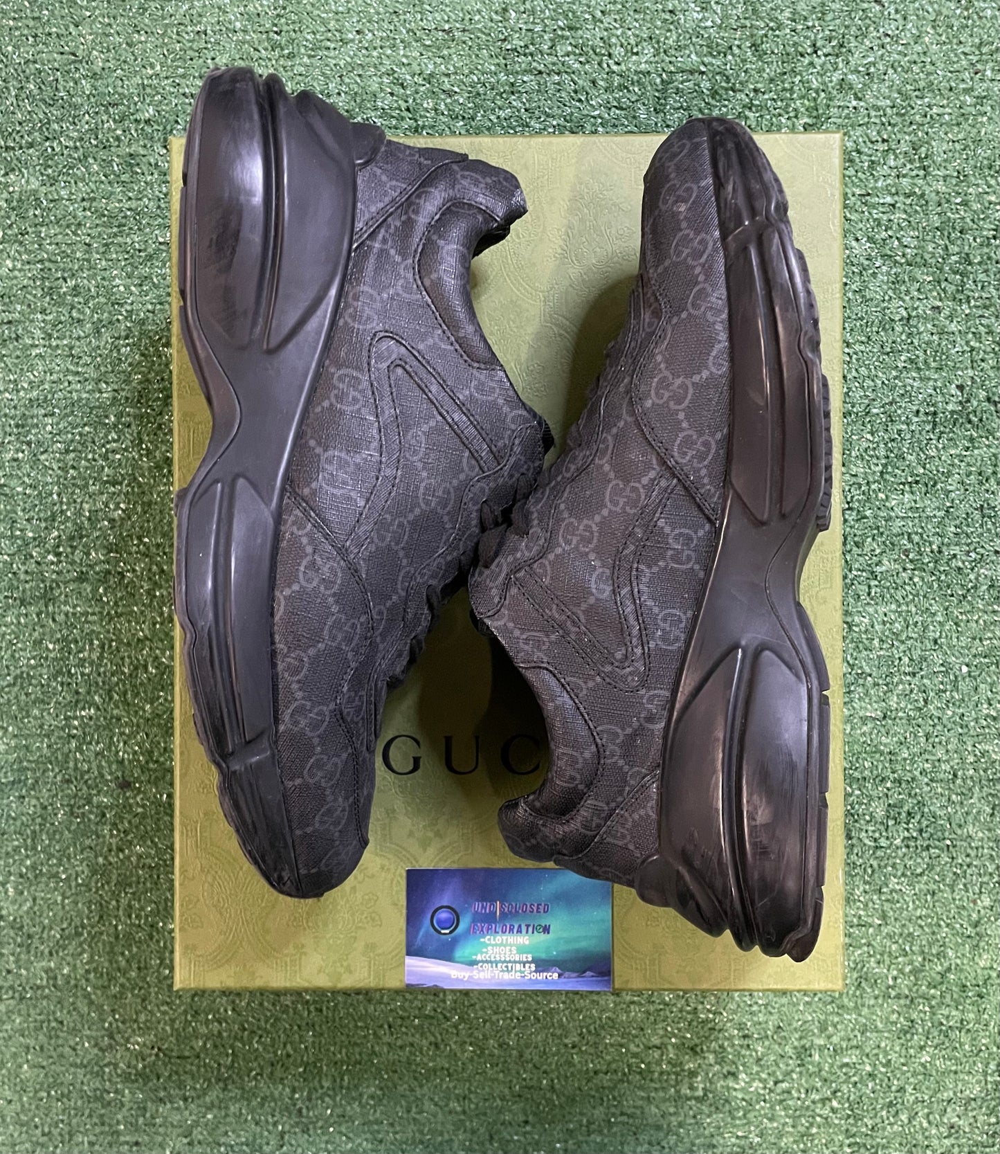 Gucci Rhyton Tessuto GG supreme Black monogram sneakers size 9men/10.5women(EU 43)