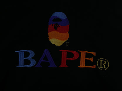 Bape embroidered multi color black hoodie