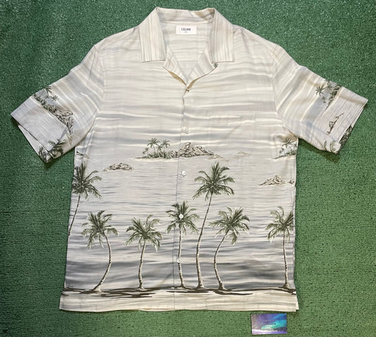 Celine Palm tree Hawaiian button up shirt