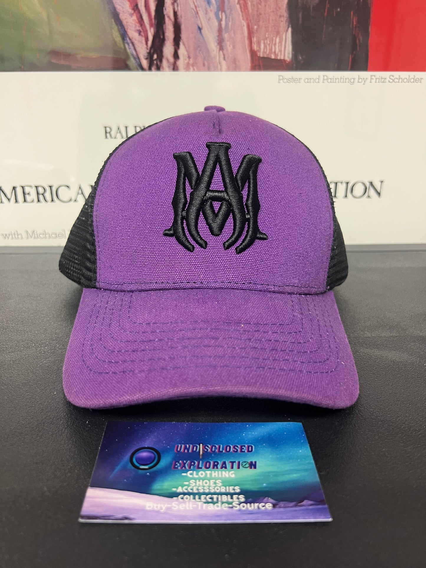 Amiri MA logo purple hat