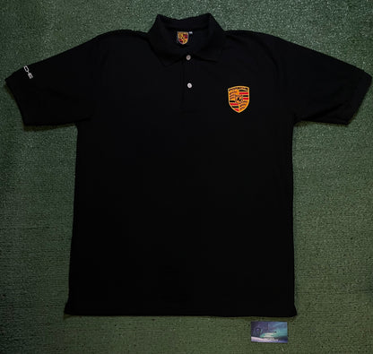Vintage Porsche  black embroidered polo