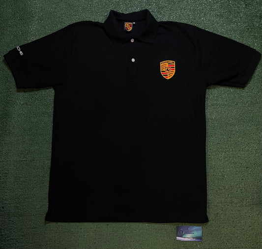 Vintage Porsche  black embroidered polo