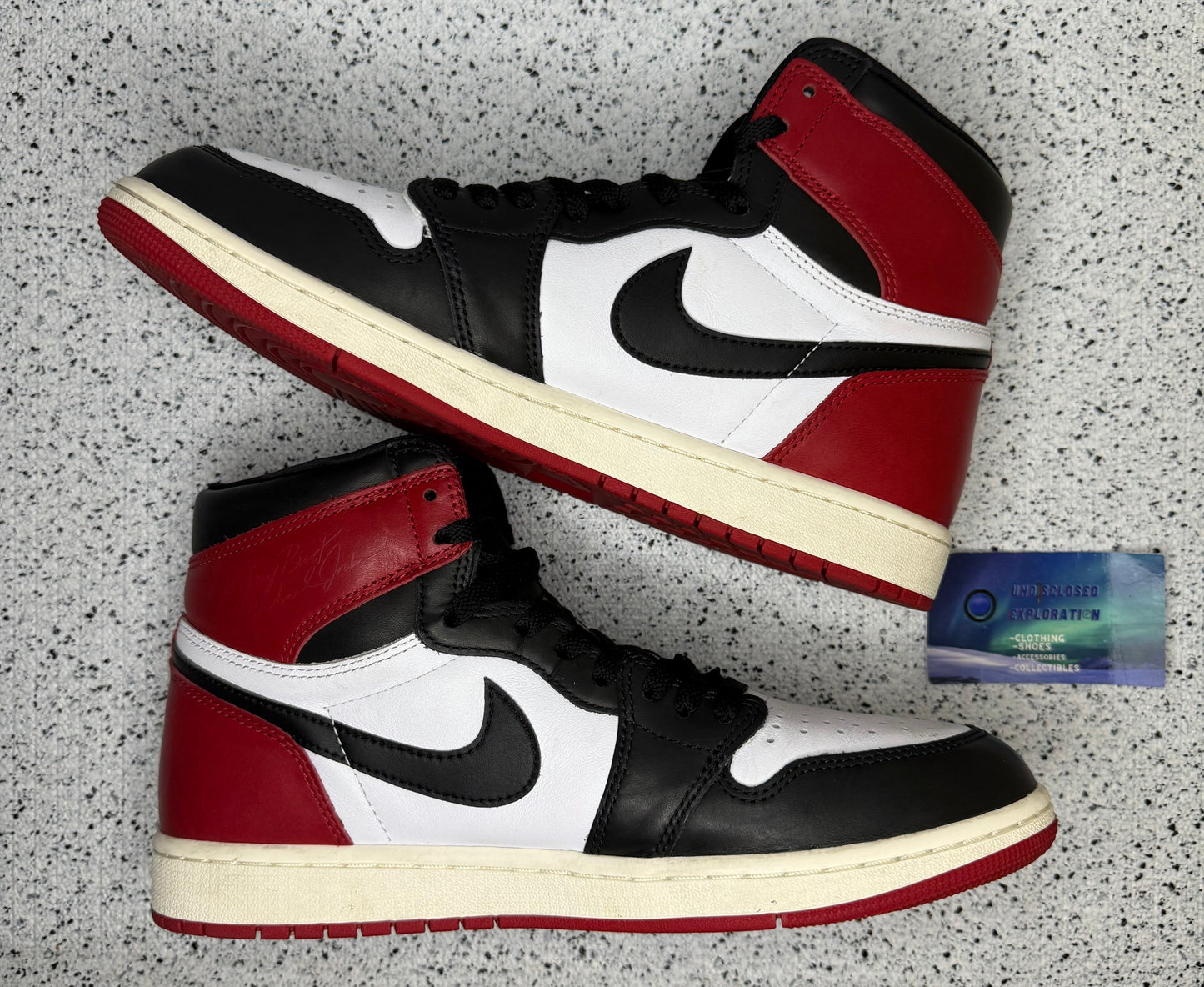 Jordan 1 Black Toe Reimagined 10.5 Men/12 Women “Preowned”