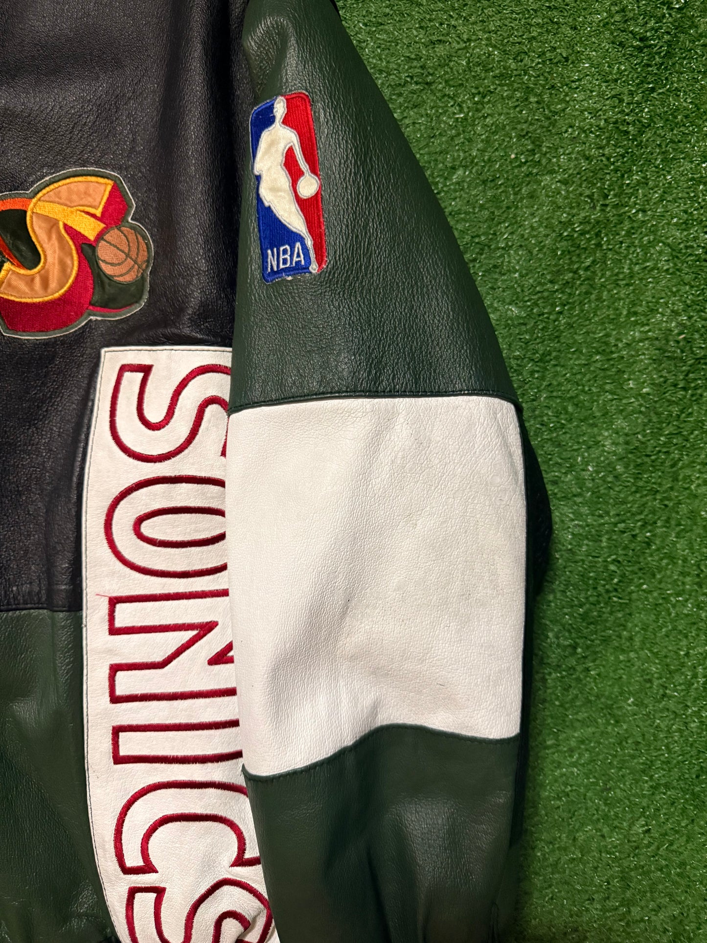 Vintage Seattle SuperSonics Leather Jacket Pro Player