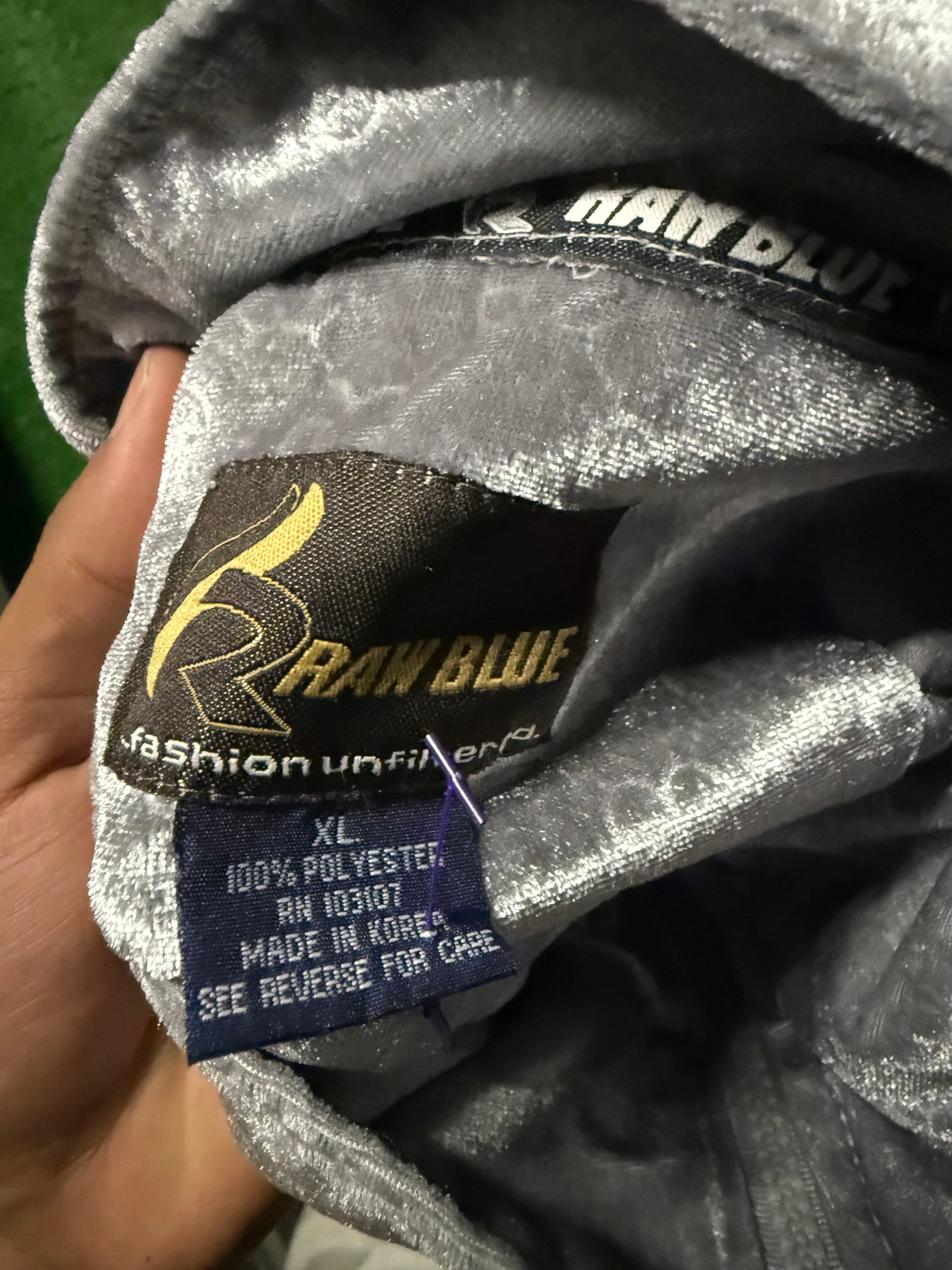 Vintage Raw Blue Velour Track Jacket