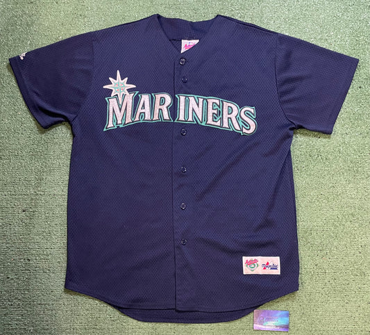 Vintage Seattle Mariners navy majestic baseball jersey