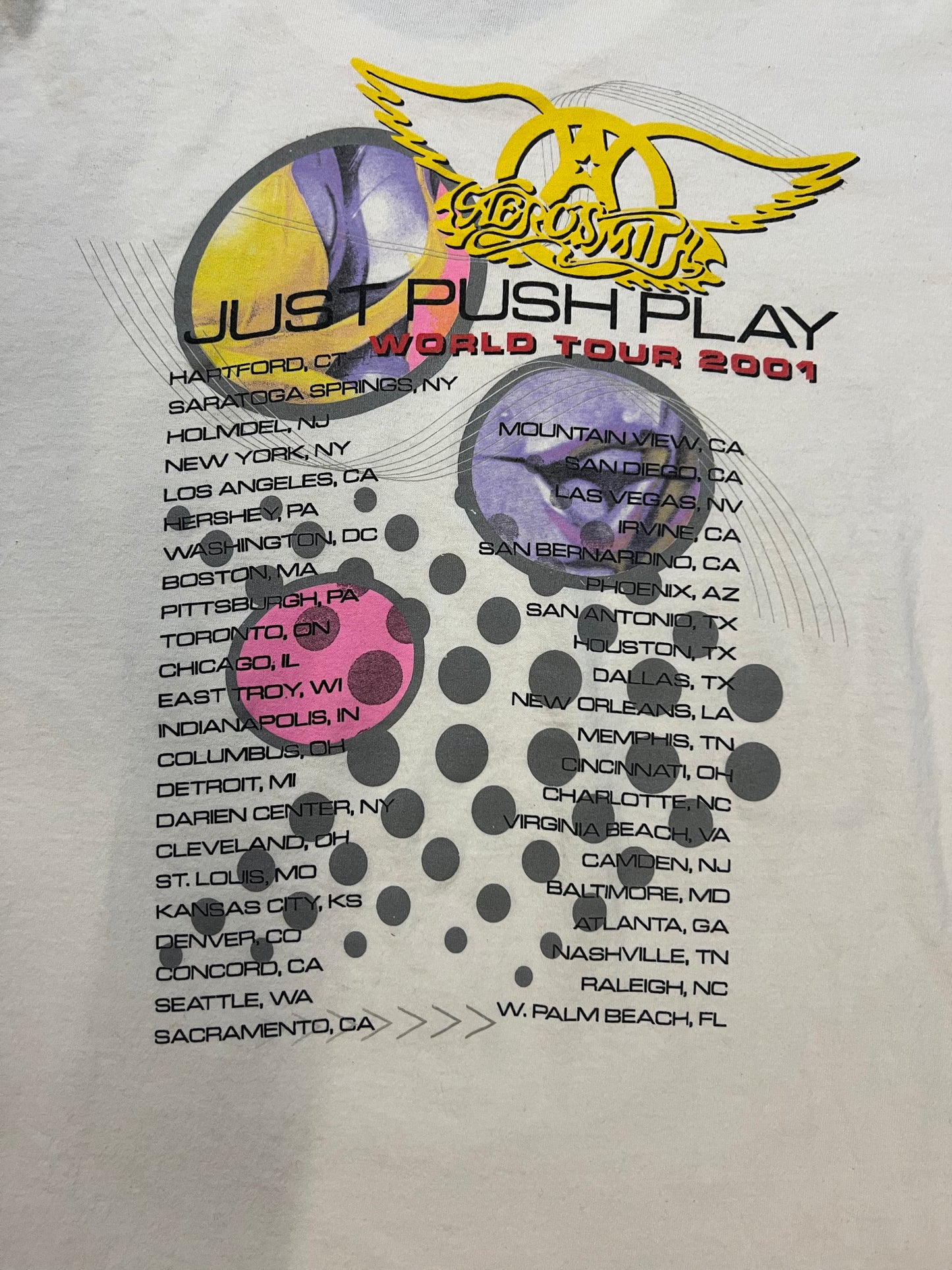 Vintage 2000s  Aerosmith just push play world tour double sided tee